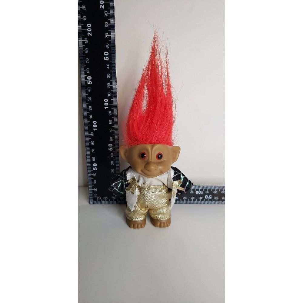 Red Hair Troll Doll with Black Gold Suit Rockstar Band Retro 1980s Cute …